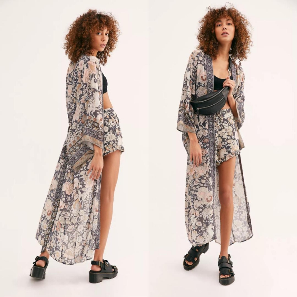 Amethyst Kimono FP x Spell Amethyst Nightfall Kimono Duster S/M robe maxi NWT - Picture 3 of 16